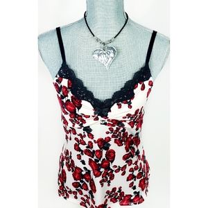 White House Black Market Rose Print Camisole M